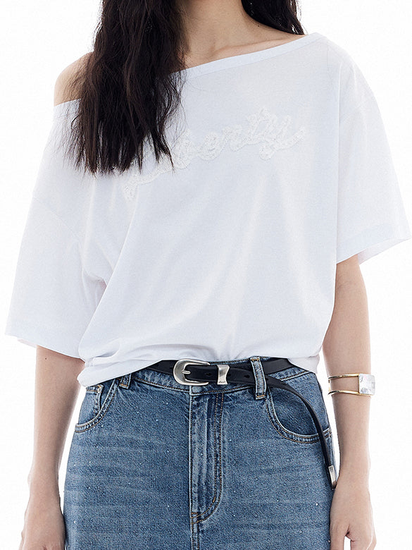 Side Gather One-Shoulder T-shirt