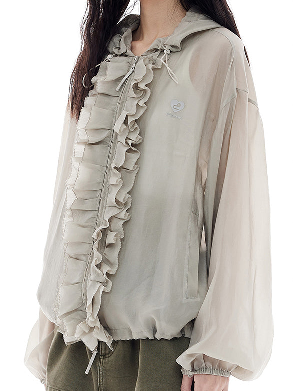 Frill Design Sheer Blouson