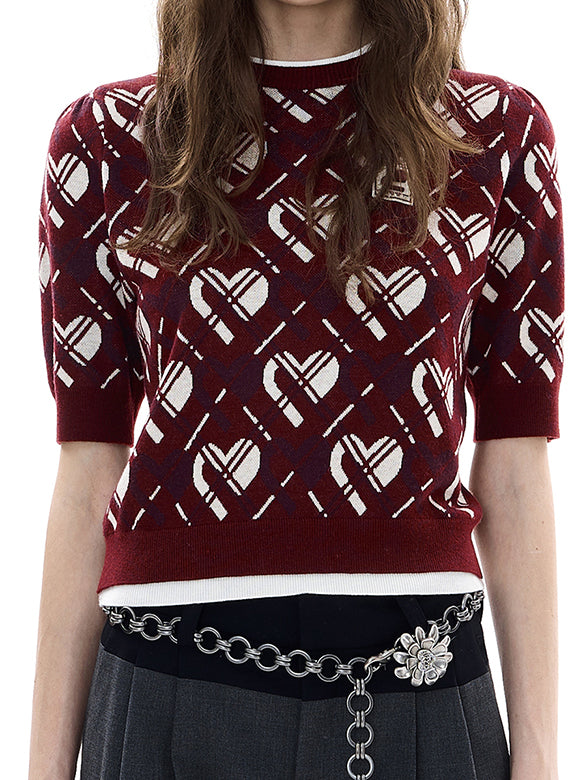 Monogram Bias Plaid Knit Top