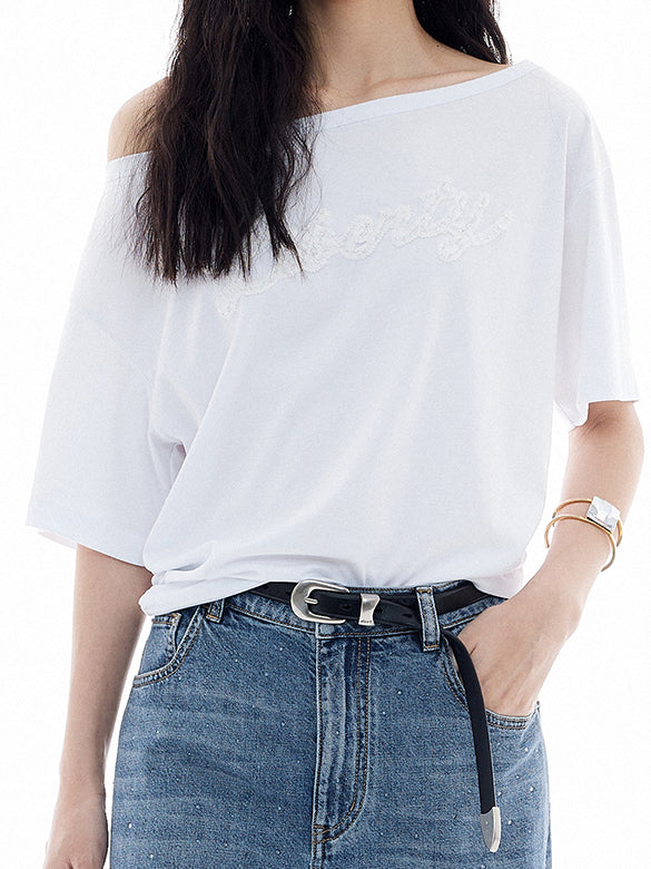 Side Gather One-Shoulder T-shirt