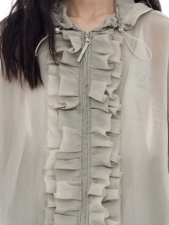 Frill Design Sheer Blouson