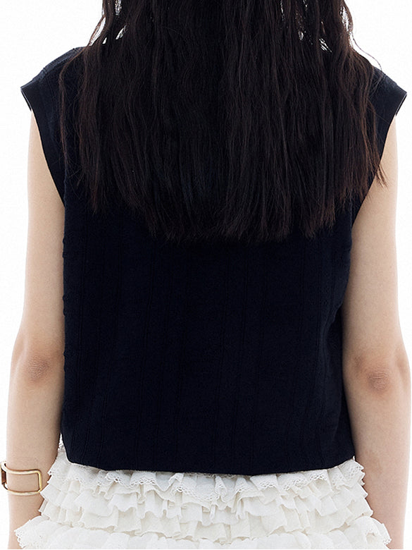 Bi-color Line Knit Vest