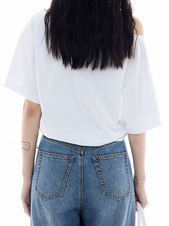 Side Gather One-Shoulder T-shirt