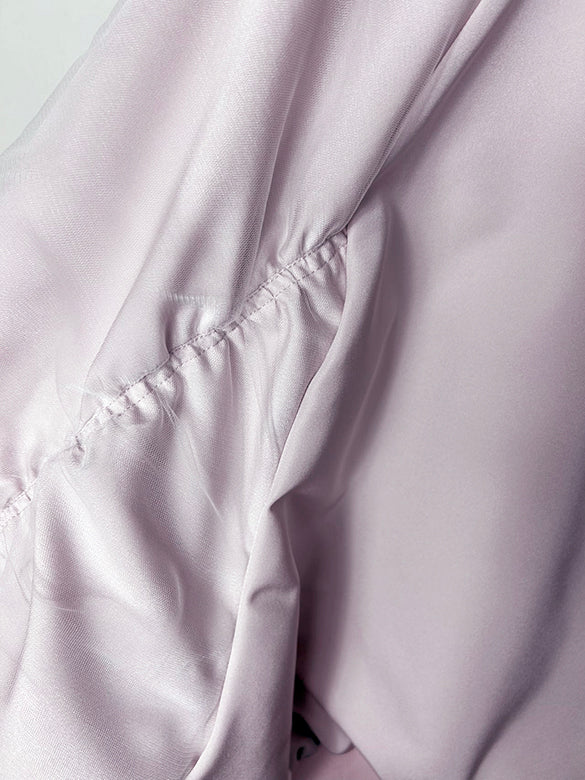 Tulle Combination Gather Sleeves Blouson