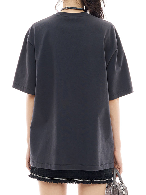 Cat Printed Badge T-shirt