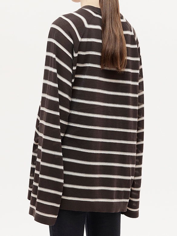 Bear Sequins Stripe Knit Top