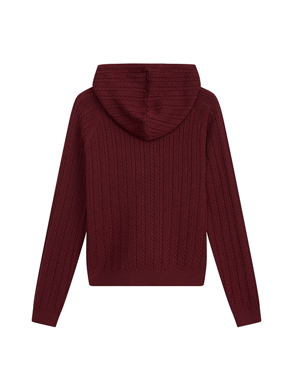 Pompon Code Knit Hoodie