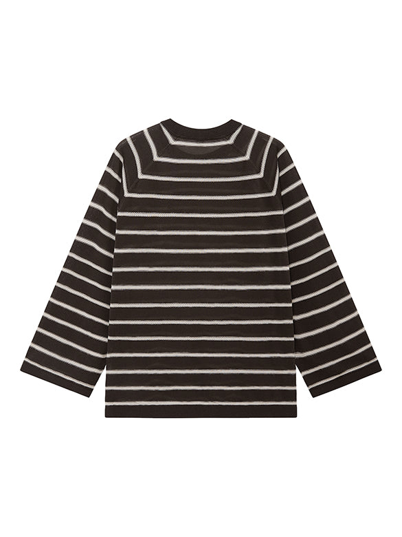 Bear Sequins Stripe Knit Top