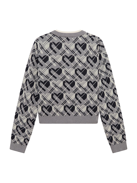 Monogram Bias Plaid Knit Cardigan
