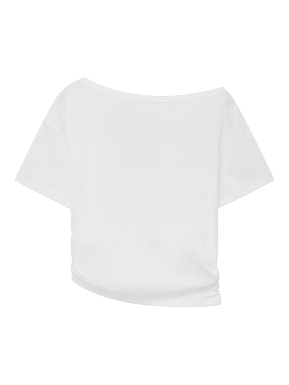 Side Gather One-Shoulder T-shirt