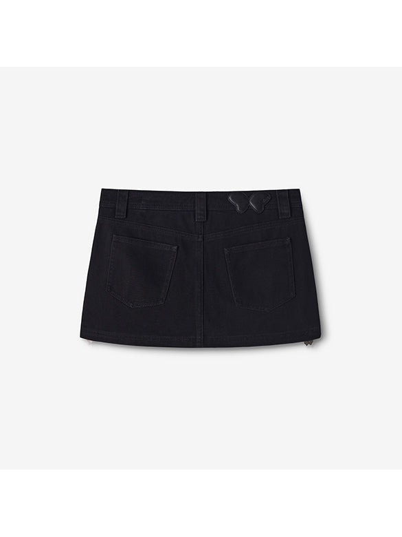 Side Zipper Denim Skirt-Pants