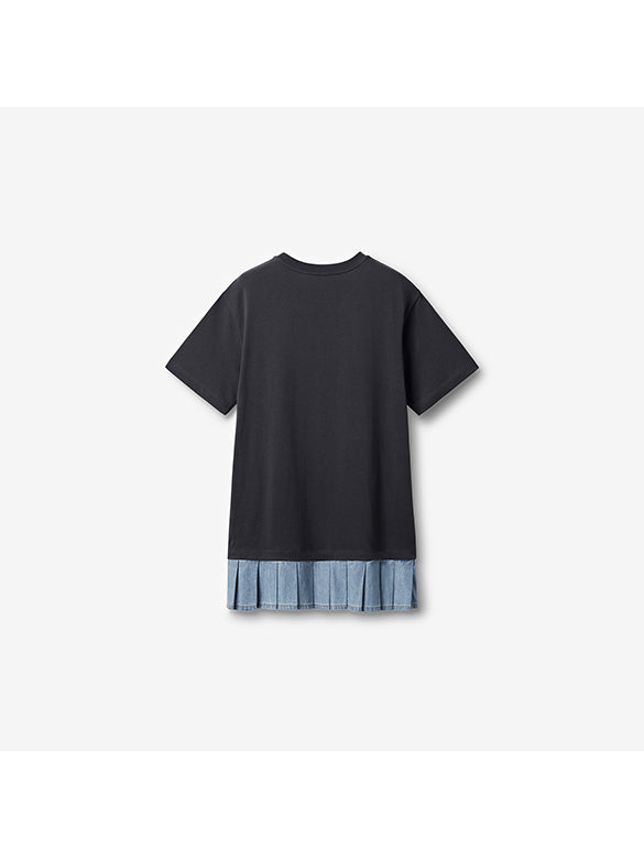 Denim Hem Combination T-shirt Dress