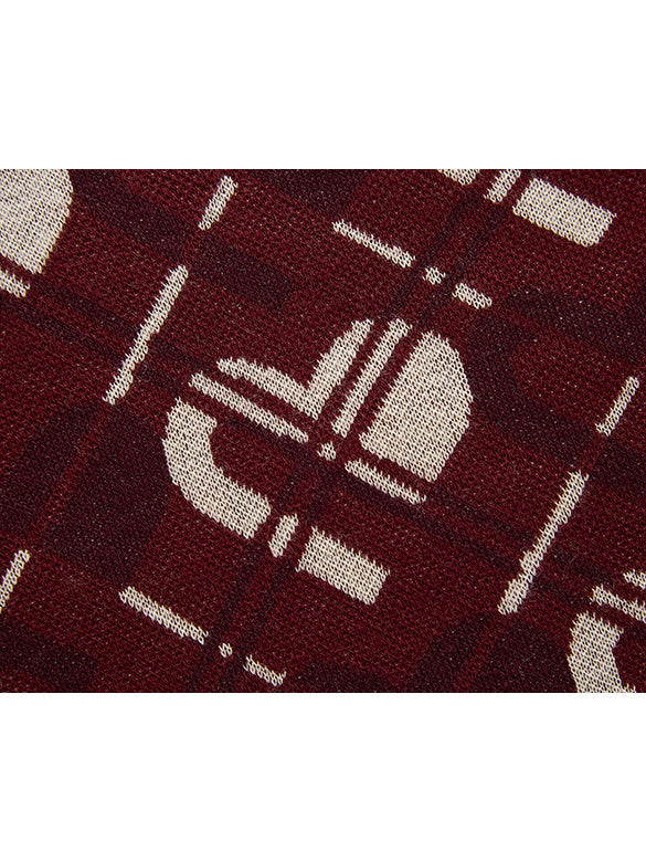 Monogram Bias Plaid Knit Top
