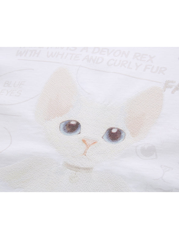 Cat Embroidery T-shirt