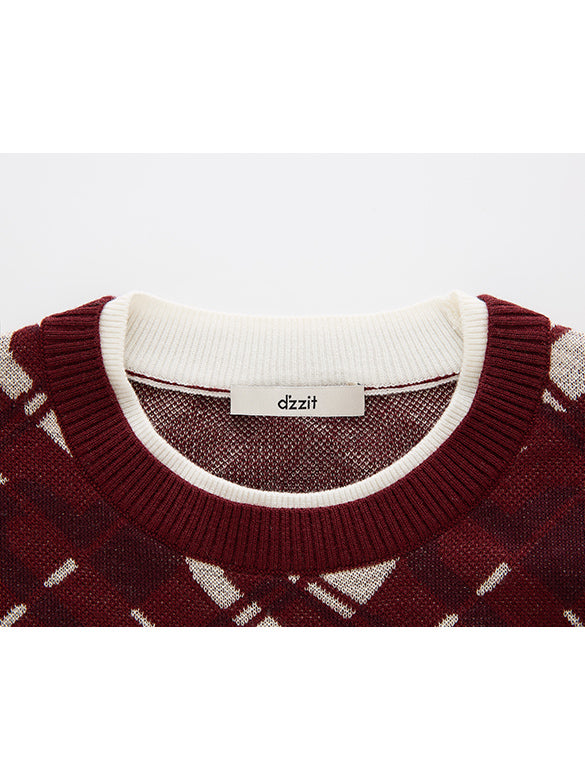 Monogram Bias Plaid Knit Top
