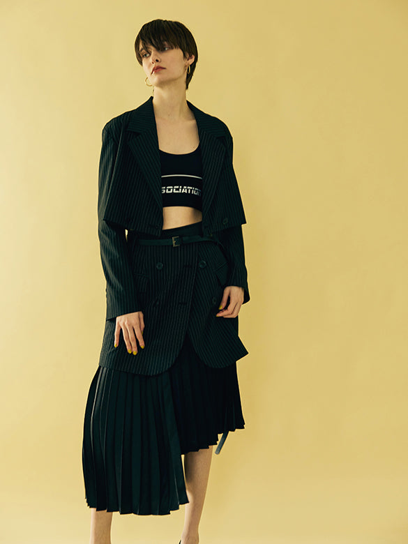 Asymmetry Design Pleats Skirt