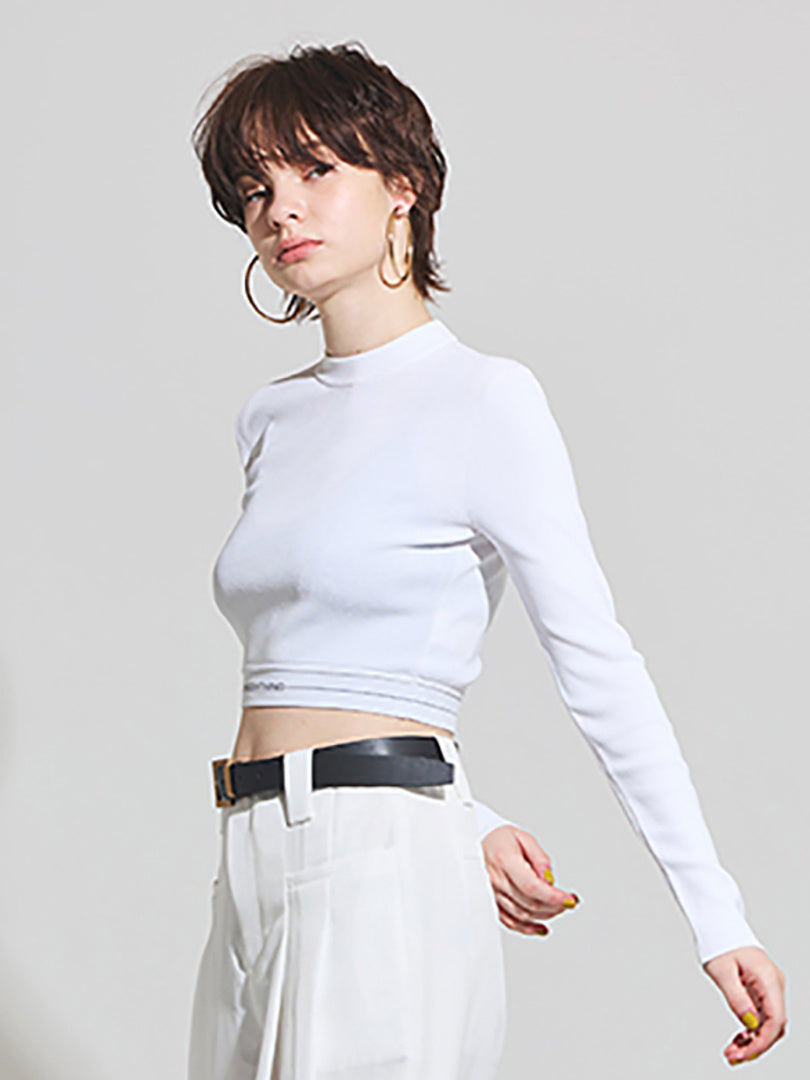 Logo Tape Short Length Long-Sleeves Knit