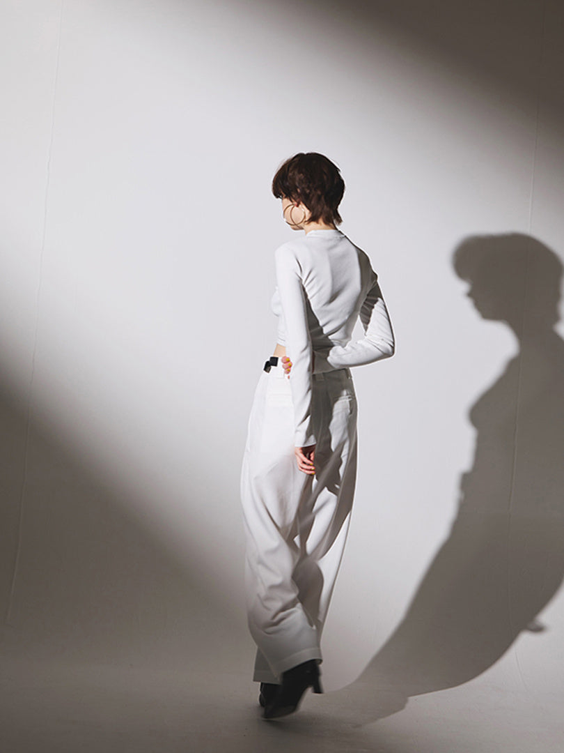 Logo Tape Short Length Long-Sleeves Knit