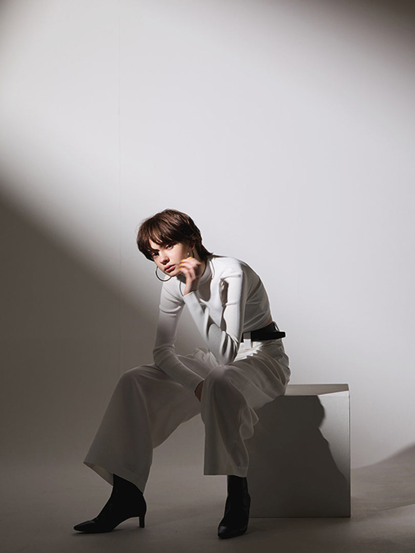 Logo Tape Short Length Long-Sleeves Knit
