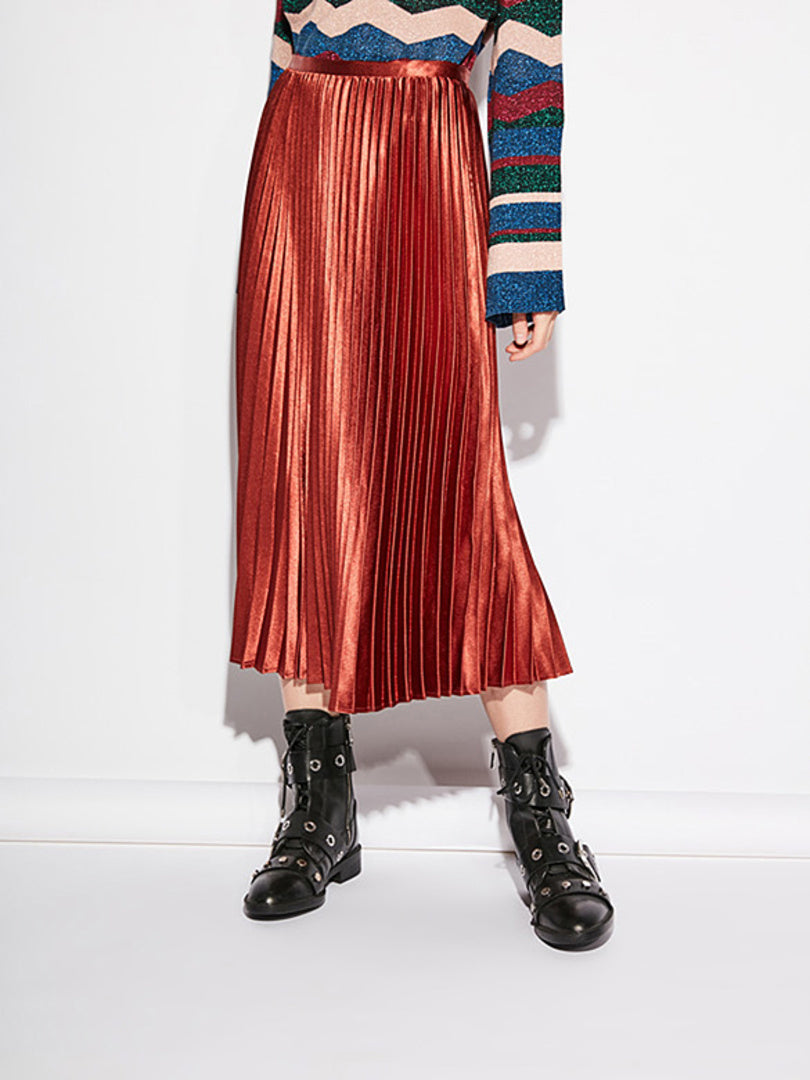 Satin Pleats Skirt