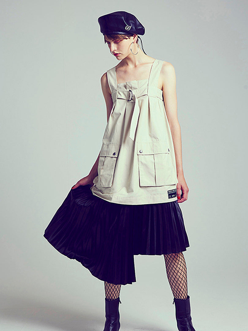 Asymmetry Design Pleats Skirt