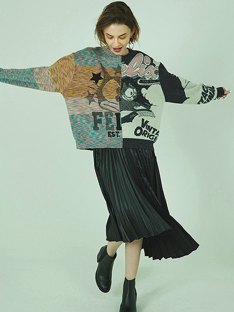 Asymmetry Design Pleats Skirt