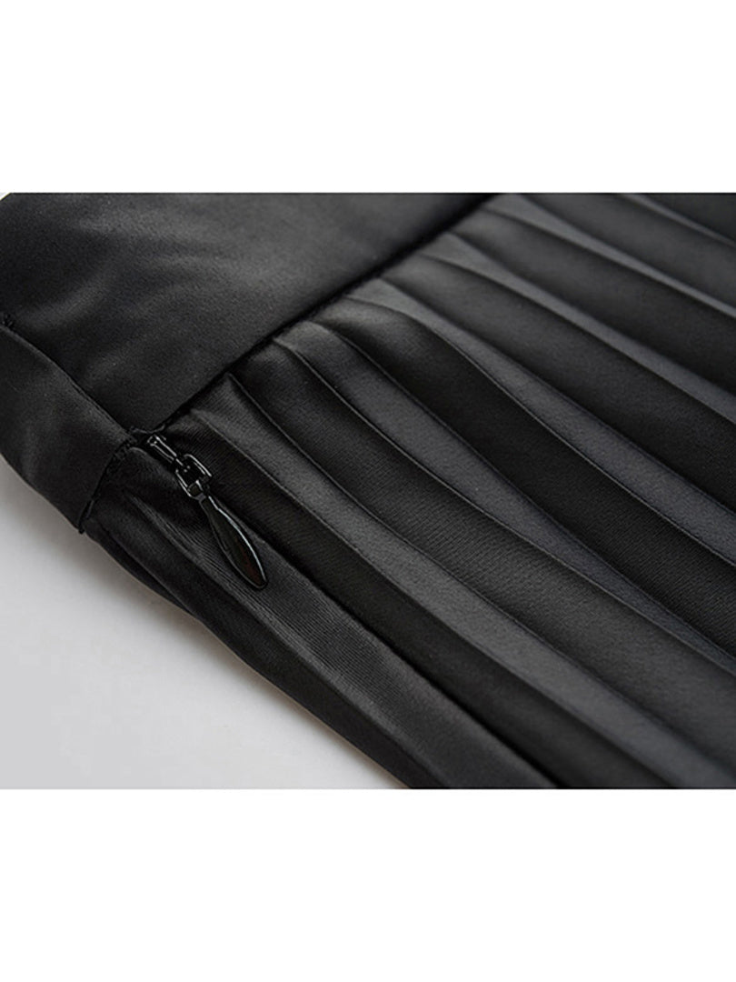 Asymmetry Design Pleats Skirt