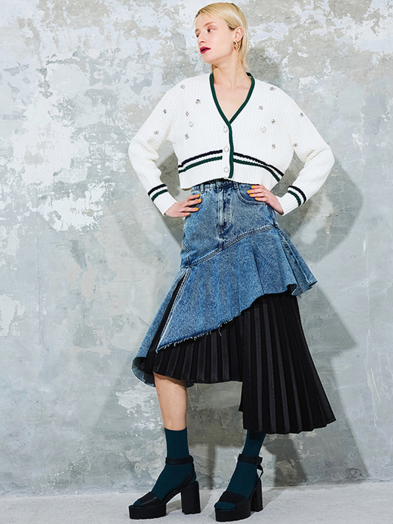 Asymmetry Design Pleats Skirt