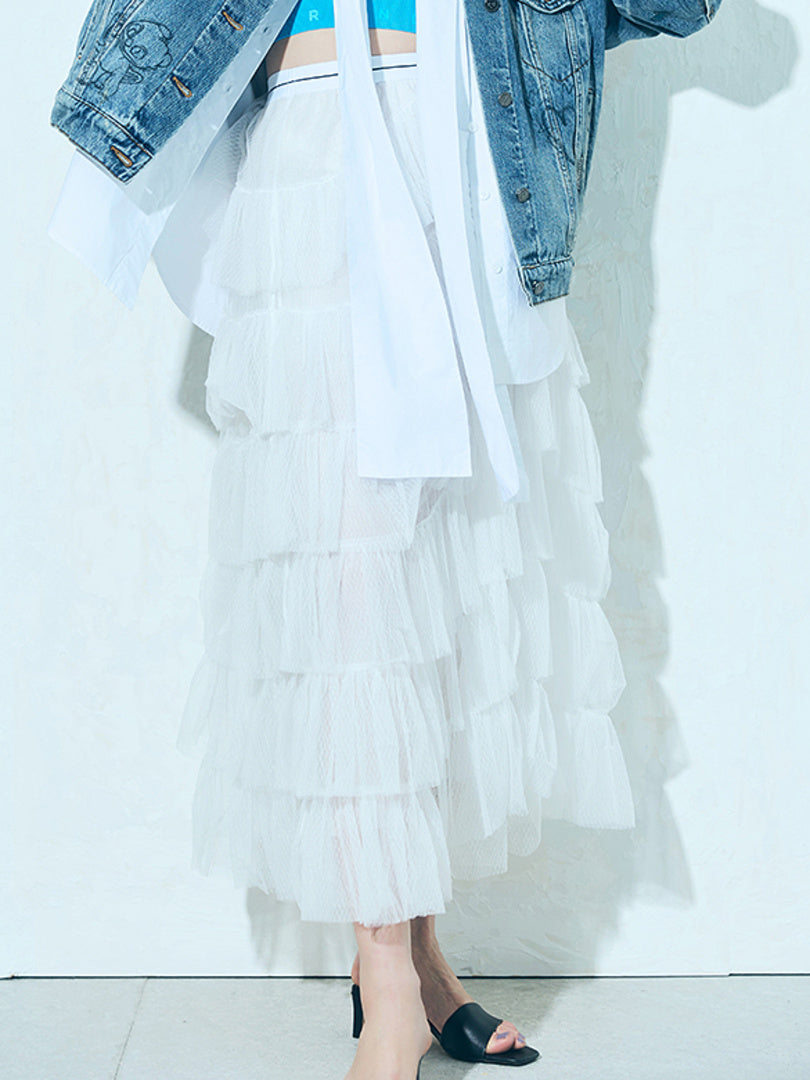 White Tiered Tulle Skirt