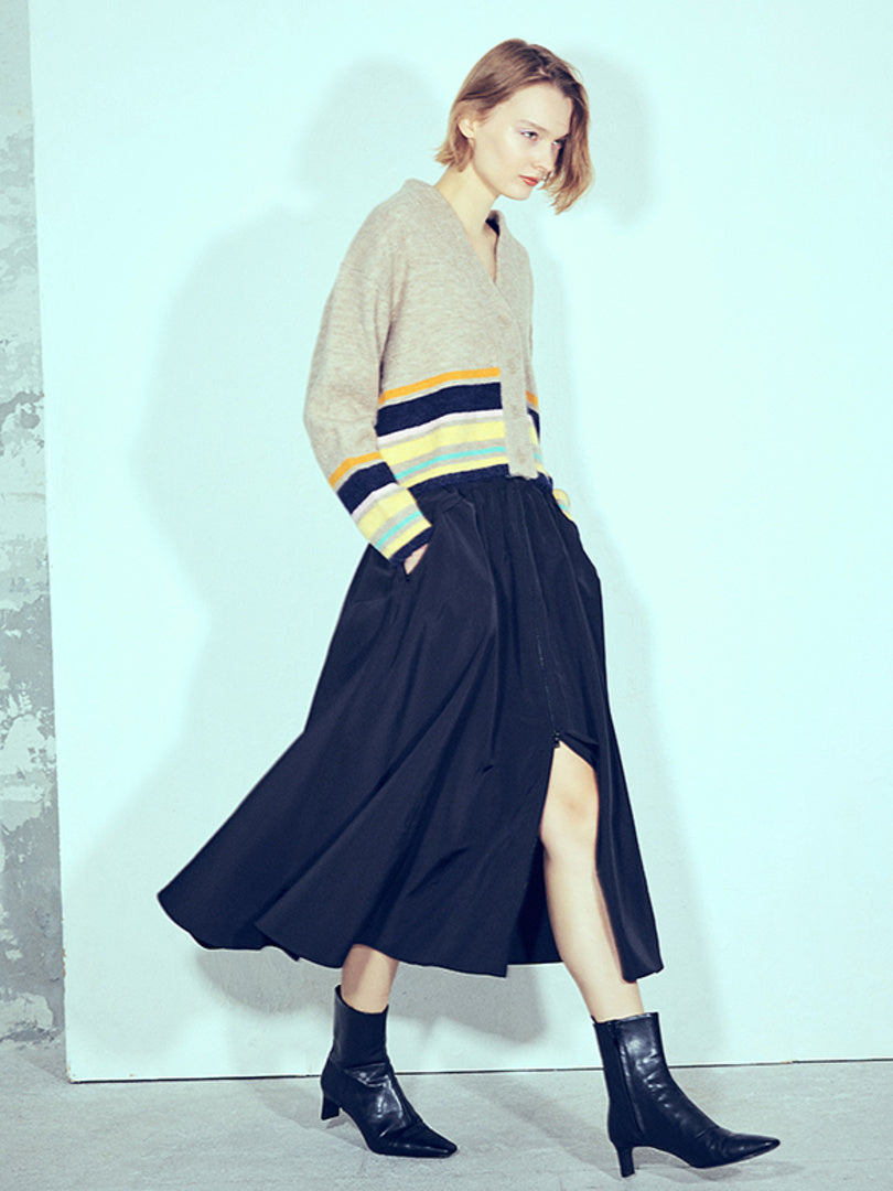 Center Zipper Long Length Skirt