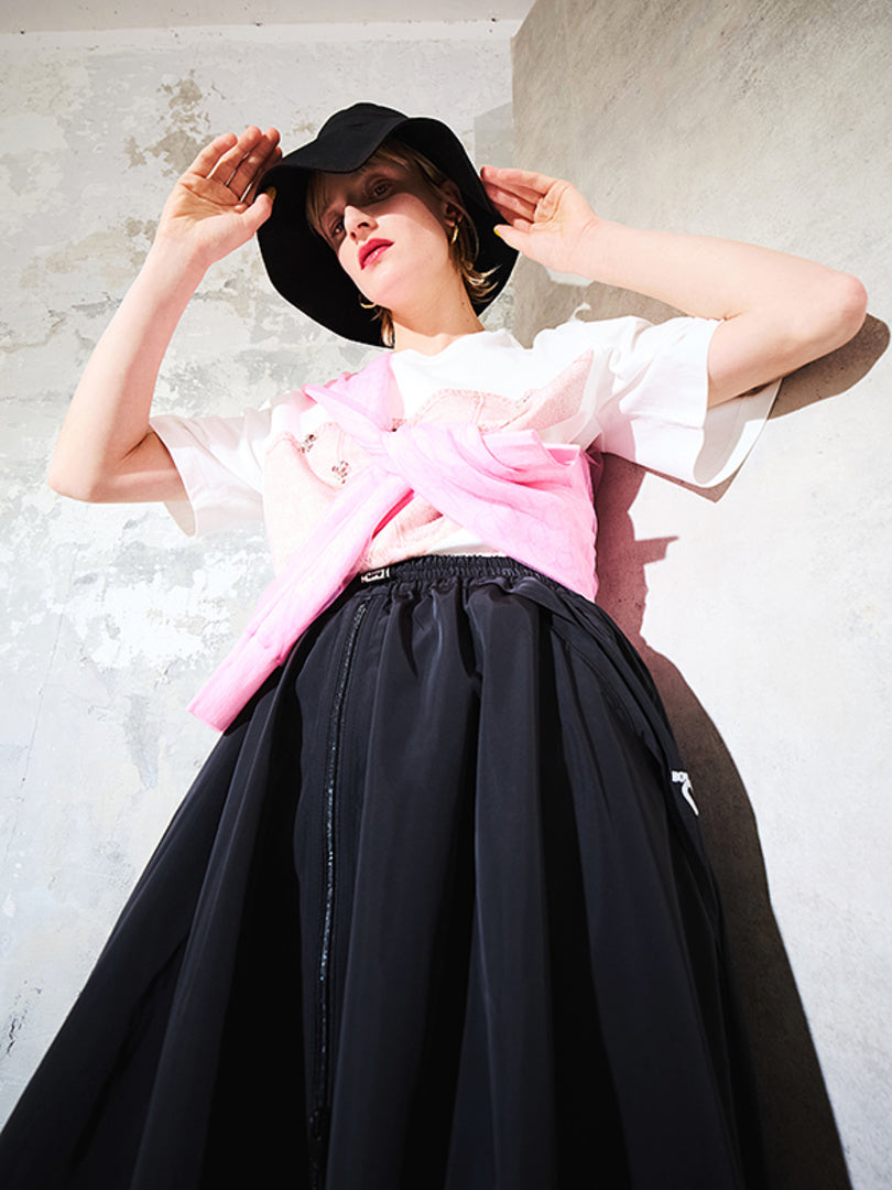 Center Zipper Long Length Skirt