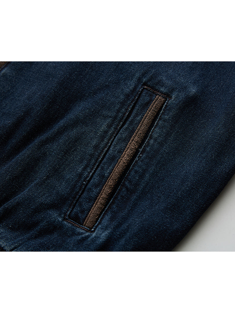 Suede Piping Denim Jacket
