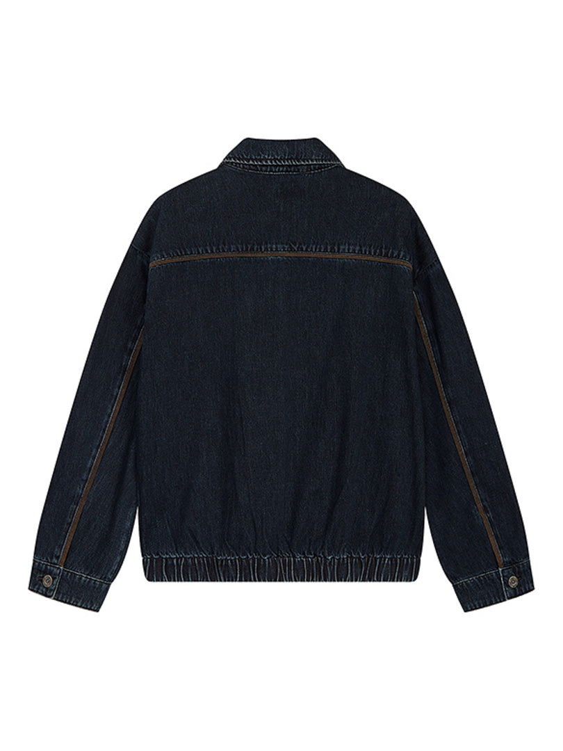 Suede Piping Denim Jacket