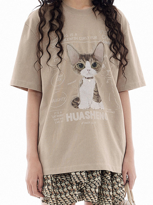 Cat Embroidery T-shirt