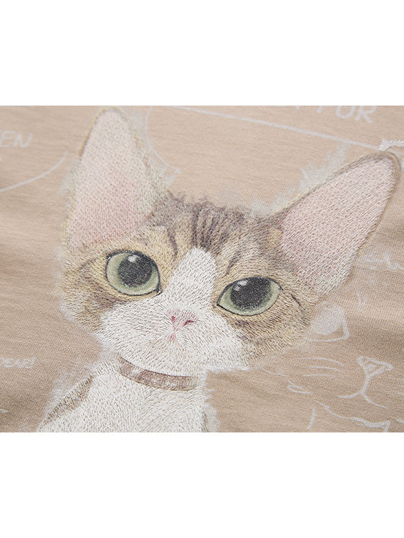 Cat Embroidery T-shirt