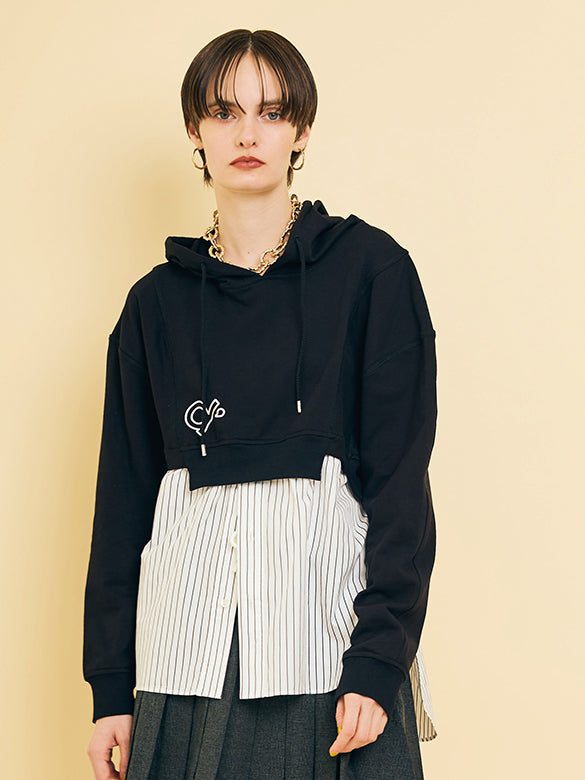 Shirt Layered Sweat Hoodie