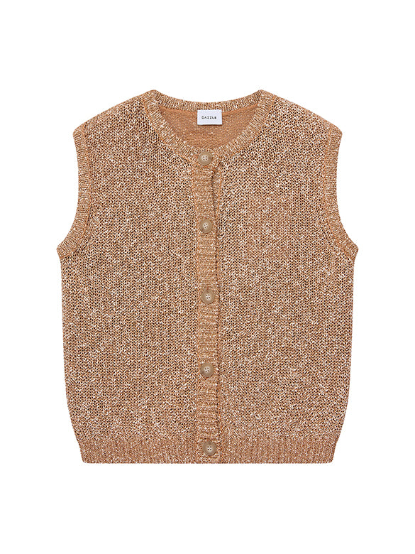 Glitter Sleeveless Knit Cardigan