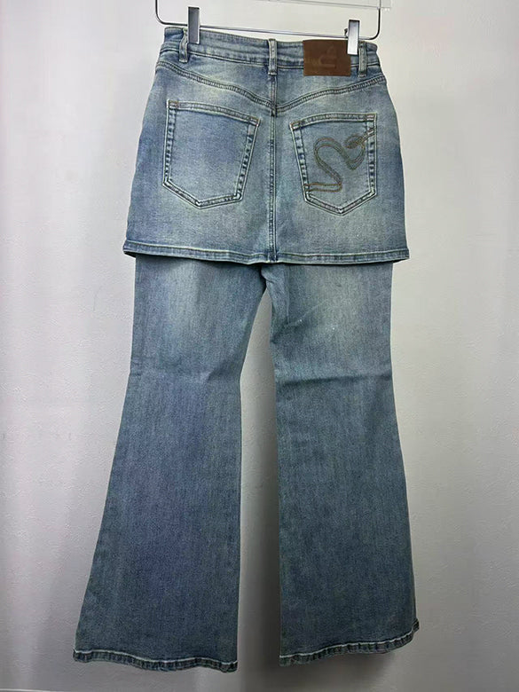 Skirt Combination Denim Pants