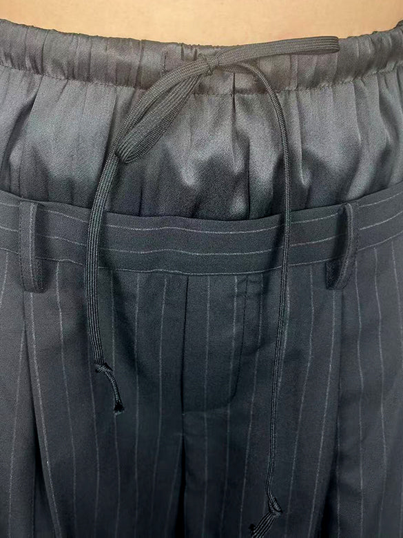 Pin-stripe Double Waist Pants