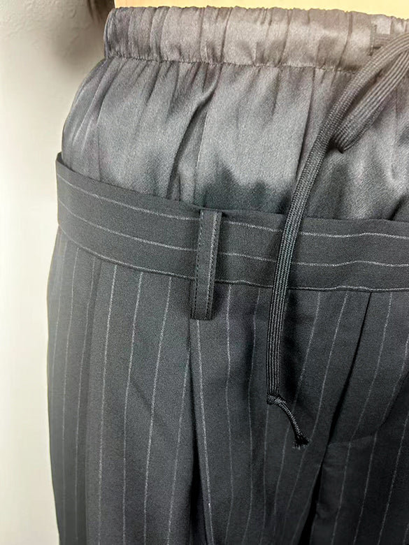 Pin-stripe Double Waist Pants