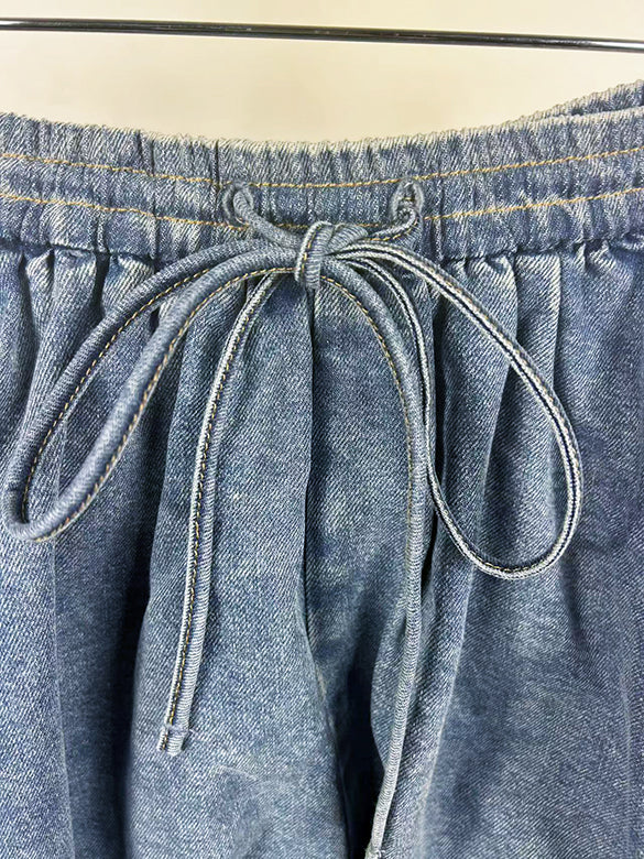 Ballon Short Length Denim Pants