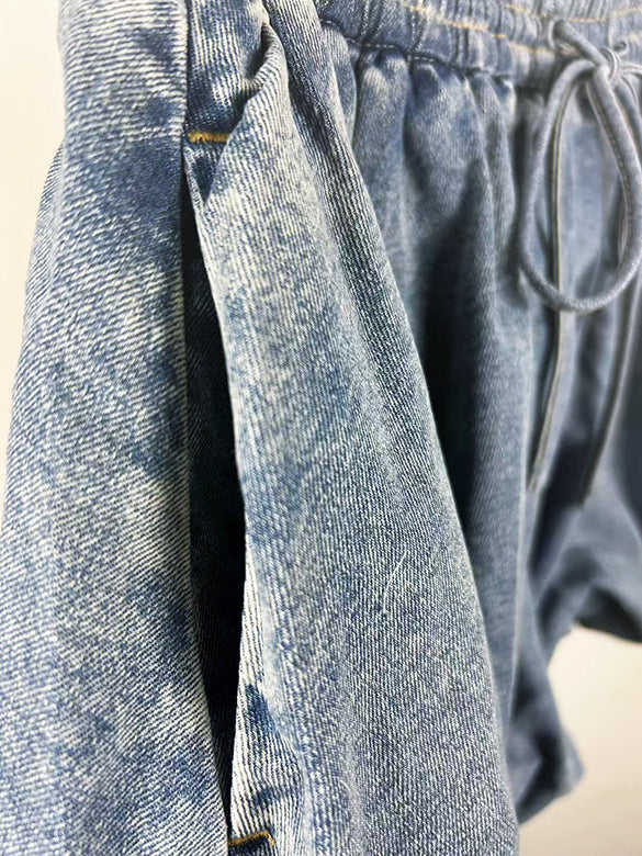 Ballon Short Length Denim Pants