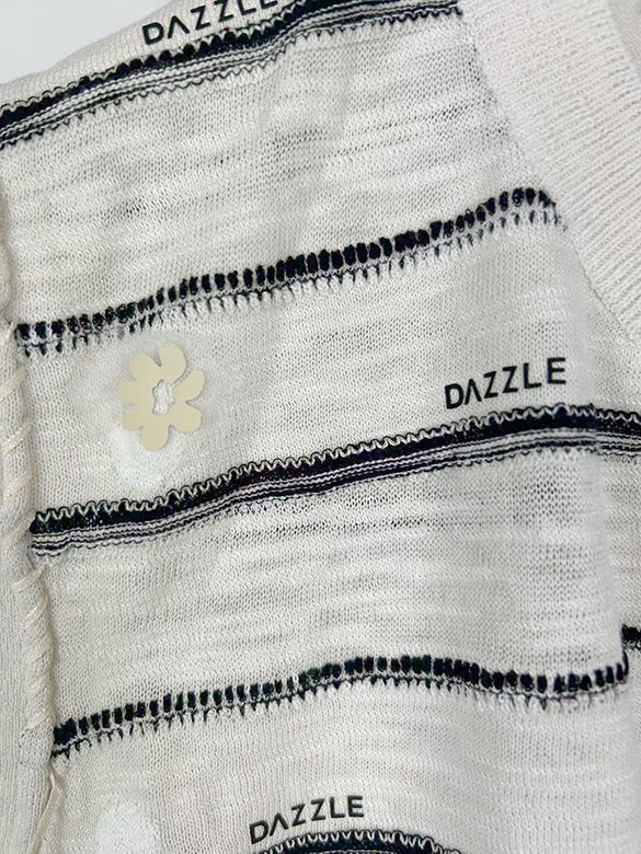 Logo Stripe Sleeveless Knit Cardigan