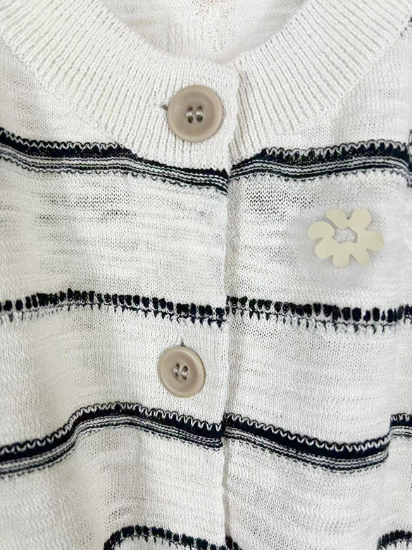 Logo Stripe Sleeveless Knit Cardigan