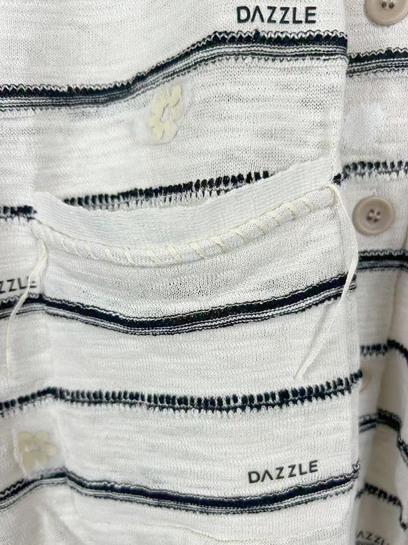 Logo Stripe Sleeveless Knit Cardigan