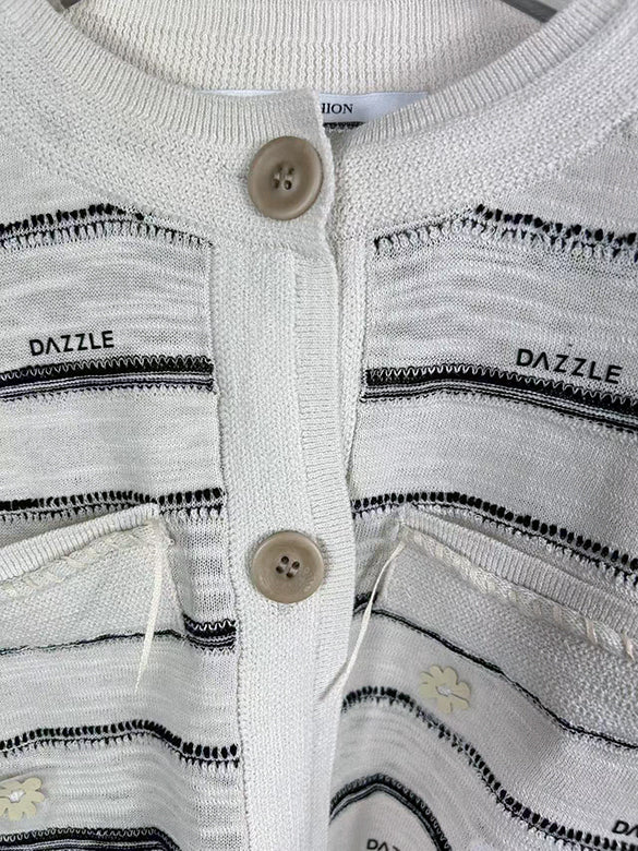Logo Stripe Knit Cardigan