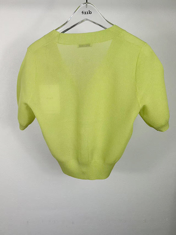 Fruit Sequins Motif Sheer Knit Cardigan