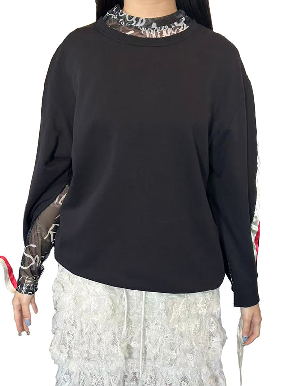 Printed Sheer Tulle Top