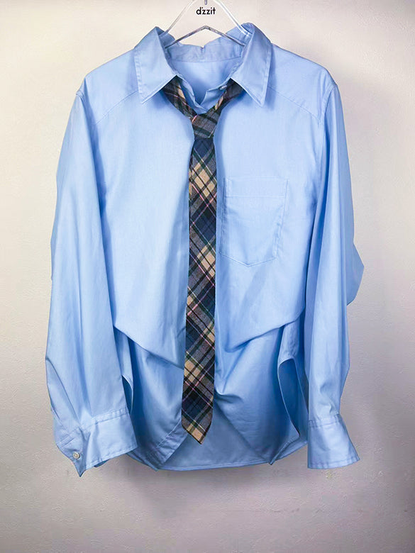 Plaid Tie Design Shirt
