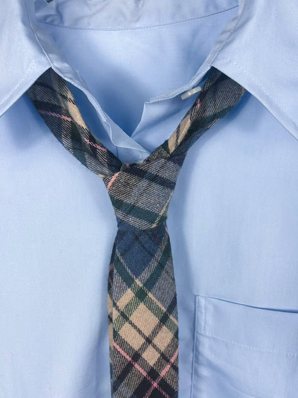 Plaid Tie Design Shirt